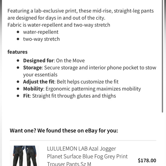 ✨RARE✨Lululemon Azul Jogger Print Lululemon Lab.  Planet Surface Blue Moon Fog - Picture 10 of 10